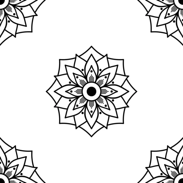 Mandala Naadloos Patroon Zwart Wit Islam Arabisch Pakistan Marokkaanse Turkse — Stockvector