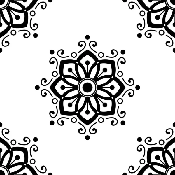 Mandala Αδιάλειπτη Μοτίβο Μαύρο Και Άσπρο Ισλάμ Αραβικά Πακιστάν Μαροκινά — Διανυσματικό Αρχείο