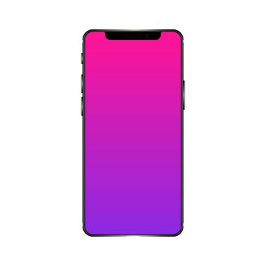 Beyaz arka planda izole edilmiş gerçekçi siyah akıllı telefon. Akıllı telefon gerçekçi vektör çizimi. Beyaz arkaplanda boş ekran izole edilmiş cep telefonu modeliName