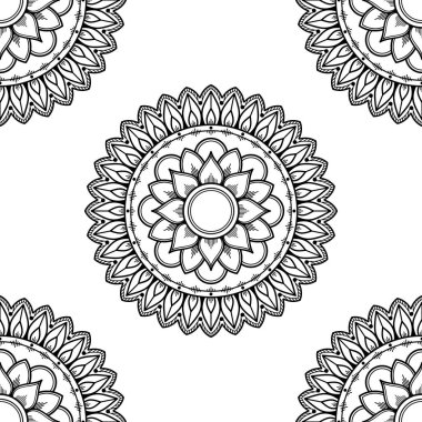 Mandala dekoratif yuvarlak süs. Tebrik kartı, telefon kılıfı baskı, vb için kullanılabilir. Elle çizilmiş arka plan, vektör beyaz izole. Eps 10 