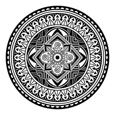Mandala dekoratif yuvarlak süs. Tebrik kartı, telefon kılıfı baskı, vb için kullanılabilir. Elle çizilmiş arka plan, vektör beyaz izole. Eps 10 