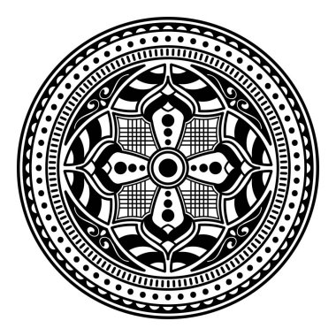 Mandala dekoratif yuvarlak süs. Tebrik kartı, telefon kılıfı baskı, vb için kullanılabilir. Elle çizilmiş arka plan, vektör beyaz izole. Eps 10 