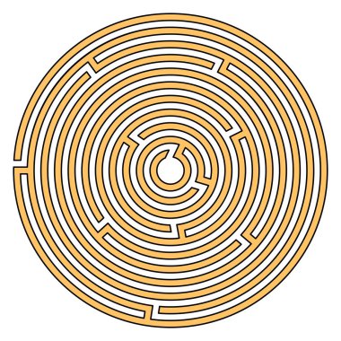 Beyaz arka planda izole edilmiş çocuklar için dairesel labirent. Labirent vektör çizimi.