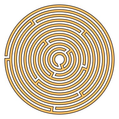 Beyaz arka planda izole edilmiş çocuklar için dairesel labirent. Labirent vektör çizimi.
