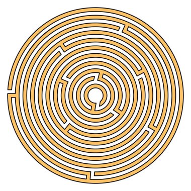 Beyaz arka planda izole edilmiş çocuklar için dairesel labirent. Labirent vektör çizimi.