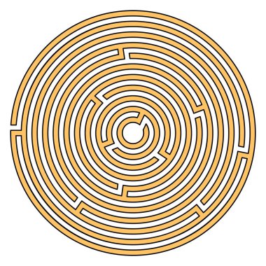 Beyaz arka planda izole edilmiş çocuklar için dairesel labirent. Labirent vektör çizimi.