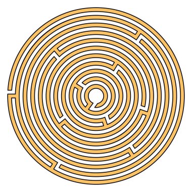 Beyaz arka planda izole edilmiş çocuklar için dairesel labirent. Labirent vektör çizimi.