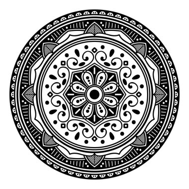Mandala dekoratif yuvarlak süs. Tebrik kartı, telefon kılıfı baskı, vb için kullanılabilir. Elle çizilmiş arka plan, vektör beyaz izole. Eps 10 