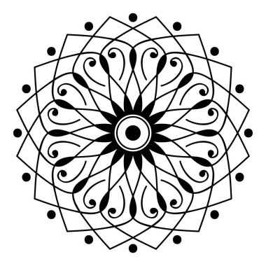 Mandala deseni siyah ve beyaz. İslam, Arapça, Pakistan, Fas, Türkçe, Hindistan, İspanya motifleri. El çizimi arka plan. Boyama kitabı ve tebrik kartı olarak kullanılabilir.