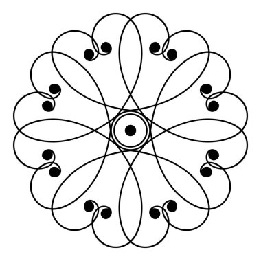 Mandala deseni siyah ve beyaz. İslam, Arapça, Pakistan, Fas, Türkçe, Hindistan, İspanya motifleri. El çizimi arka plan. Boyama kitabı ve tebrik kartı olarak kullanılabilir.