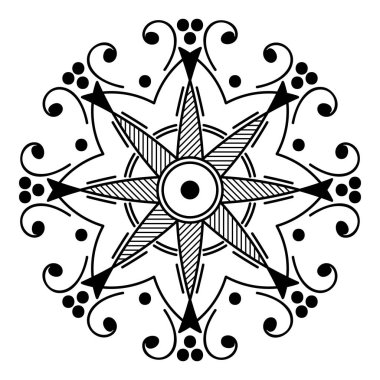 Mandala deseni siyah ve beyaz. İslam, Arapça, Pakistan, Fas, Türkçe, Hindistan, İspanya motifleri. El çizimi arka plan. Boyama kitabı ve tebrik kartı olarak kullanılabilir.