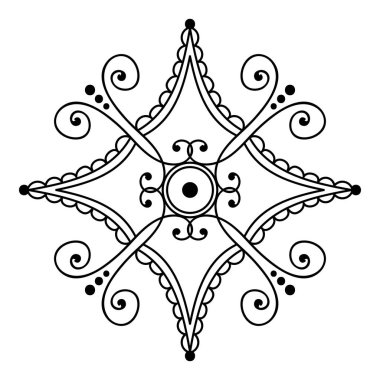 Mandala deseni siyah ve beyaz. İslam, Arapça, Pakistan, Fas, Türkçe, Hindistan, İspanya motifleri. El çizimi arka plan. Boyama kitabı ve tebrik kartı olarak kullanılabilir.