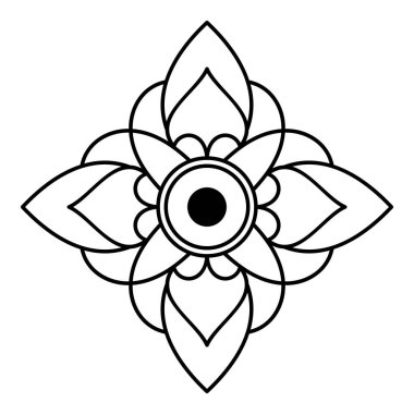 Mandala deseni siyah ve beyaz. İslam, Arapça, Pakistan, Fas, Türkçe, Hindistan, İspanya motifleri. El çizimi arka plan. Boyama kitabı ve tebrik kartı olarak kullanılabilir.