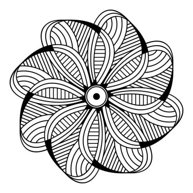 Mandala deseni siyah ve beyaz. İslam, Arapça, Pakistan, Fas, Türkçe, Hindistan, İspanya motifleri. El çizimi arka plan. Boyama kitabı ve tebrik kartı olarak kullanılabilir.