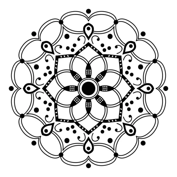 Mandala Motif Noir Blanc Islam Arabe Pakistan Marocain Turc Indien — Image vectorielle