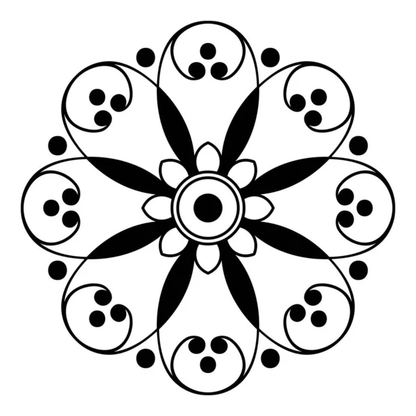 Mandala Muster Schwarz Und Weiß Islam Arabisch Pakistan Marokkanisch Türkisch — Stockvektor