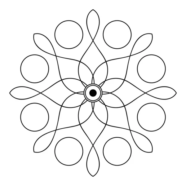 Mandala Motif Noir Blanc Islam Arabe Pakistan Marocain Turc Indien — Image vectorielle