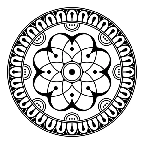 Mandala Pattern Black White Islam Arabic Pakistan Moroccan Turkish Indian — Stock Vector