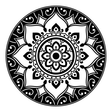 Boyama sayfası için siyah ve beyaz mandala