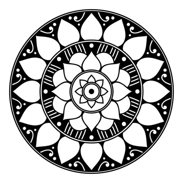 Mandala Preto Branco Para Colorir Página —  Vetores de Stock