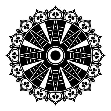 Lazer kesimi için mandala şeklinde dekoratif el yapımı yuvarlak desen. Vektör beyazda izole edildi.