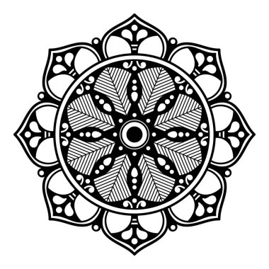 Mandala dekoratif yuvarlak süs. Tebrik kartı, telefon kılıfı baskı, vb için kullanılabilir. Elle çizilmiş arka plan, vektör beyaz izole. Eps 10 
