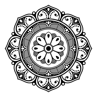 Mandala dekoratif yuvarlak süs. Tebrik kartı, telefon kılıfı baskı, vb için kullanılabilir. Elle çizilmiş arka plan, vektör beyaz izole. Eps 10 