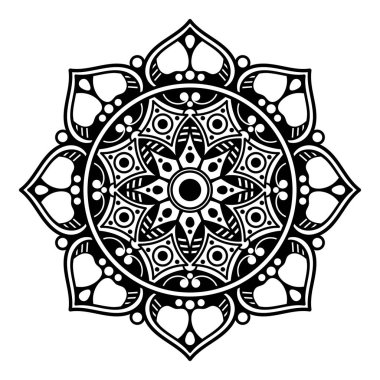 Mandala dekoratif yuvarlak süs. Tebrik kartı, telefon kılıfı baskı, vb için kullanılabilir. Elle çizilmiş arka plan, vektör beyaz izole. Eps 10 