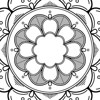 Mandala dekoratif yuvarlak süs. Tebrik kartı, telefon kılıfı baskı, vb için kullanılabilir. Elle çizilmiş arka plan, vektör beyaz izole. Eps 10 