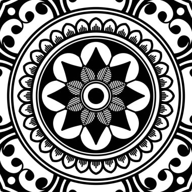 Mandala dekoratif yuvarlak süs. Tebrik kartı, telefon kılıfı baskı, vb için kullanılabilir. Elle çizilmiş arka plan, vektör beyaz izole. Eps 10 