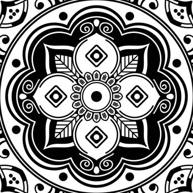 Mandala dekoratif yuvarlak süs. Tebrik kartı, telefon kılıfı baskı, vb için kullanılabilir. Elle çizilmiş arka plan, vektör beyaz izole. Eps 10 