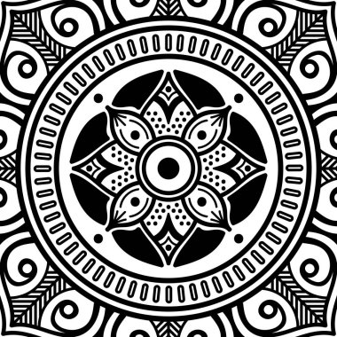 Mandala dekoratif yuvarlak süs. Tebrik kartı, telefon kılıfı baskı, vb için kullanılabilir. Elle çizilmiş arka plan, vektör beyaz izole. Eps 10 