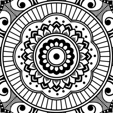 Mandala dekoratif yuvarlak süs. Tebrik kartı, telefon kılıfı baskı, vb için kullanılabilir. Elle çizilmiş arka plan, vektör beyaz izole. Eps 10 