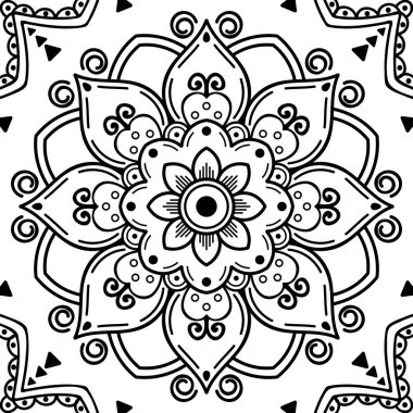 Lazer kesimi için mandala şeklinde dekoratif el yapımı yuvarlak desen. Vektör beyazda izole edildi.