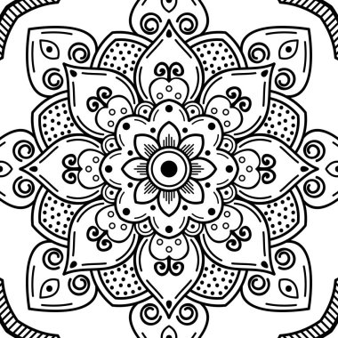 Lazer kesimi için mandala şeklinde dekoratif el yapımı yuvarlak desen. Vektör beyazda izole edildi.