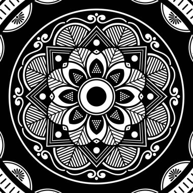 Mandala dekoratif süsü. Tebrik kartı, telefon kılıfı izi vb. için kullanılabilir. El çizimi arkaplan