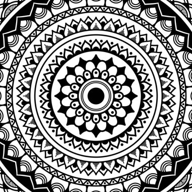 Mandala dekoratif süsü. Tebrik kartı, telefon kılıfı izi vb. için kullanılabilir. El çizimi arkaplan