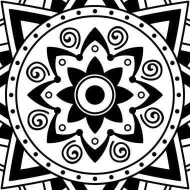 Mandala dekoratif süsü. Tebrik kartı, telefon kılıfı izi vb. için kullanılabilir. El çizimi arkaplan