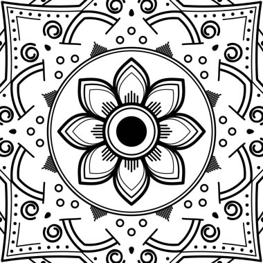 Mandala dekoratif süsü. Tebrik kartı, telefon kılıfı izi vb. için kullanılabilir. El çizimi arkaplan