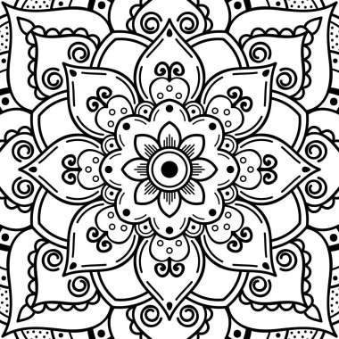Boyama sayfası için siyah beyaz mandala. Vektör illüstrasyonu