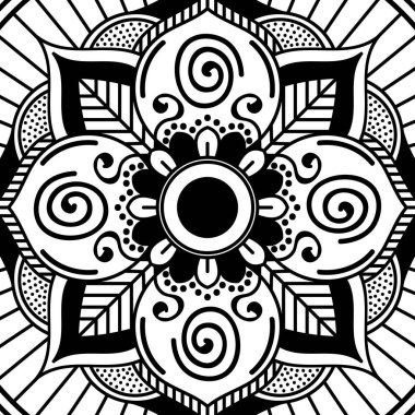 Boyama sayfası için siyah beyaz mandala. Vektör illüstrasyonu