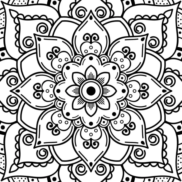 Black White Ethnic Mandala Coloring Page Vector Illustration — Stock Vector