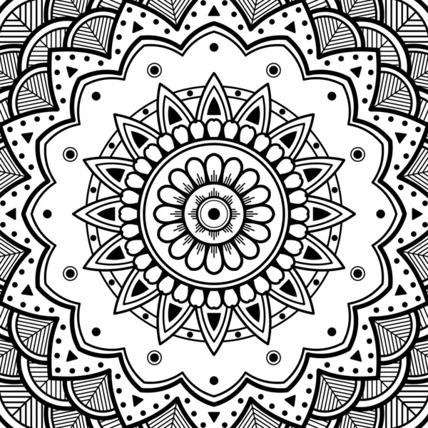 Mandala Étnica Preto Branco Para Colorir Página Ilustração Vetorial — Vetor de Stock