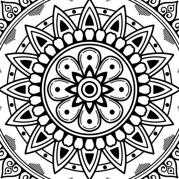 Schwarz Weißes Ethnisches Mandala Zum Ausmalen Vektorillustration — Stockvektor