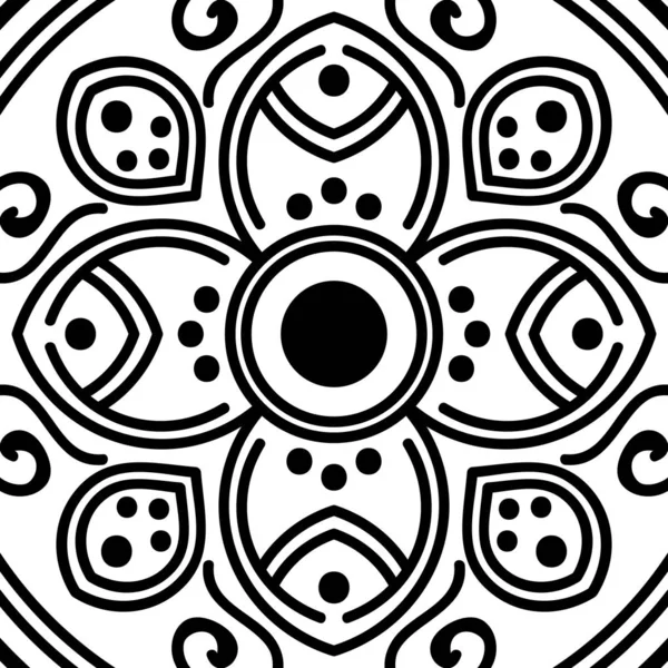 Schwarz Weißes Ethnisches Mandala Zum Ausmalen Vektorillustration — Stockvektor