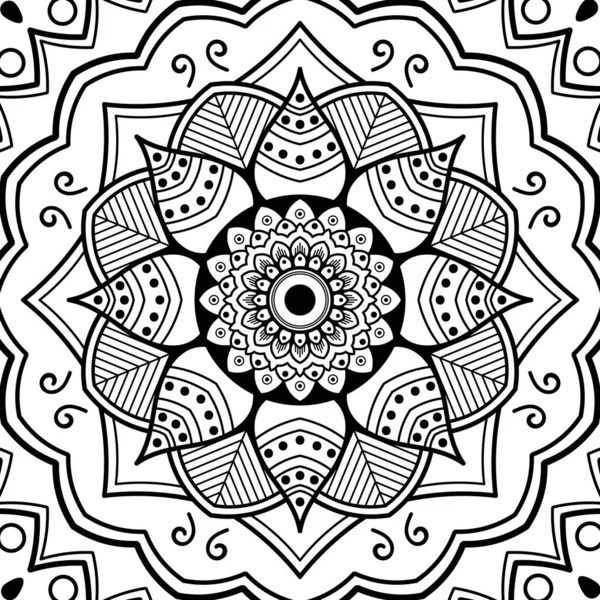 Mandala Étnico Blanco Negro Para Colorear Página Ilustración Vectorial — Vector de stock