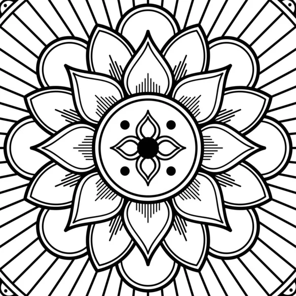 Mandala Étnico Blanco Negro Para Colorear Página Ilustración Vectorial — Vector de stock