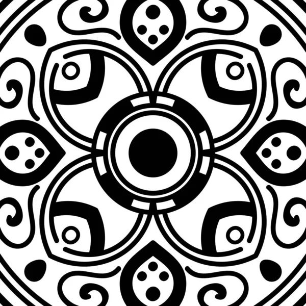 Mandala Étnico Blanco Negro Para Colorear Página Ilustración Vectorial — Archivo Imágenes Vectoriales