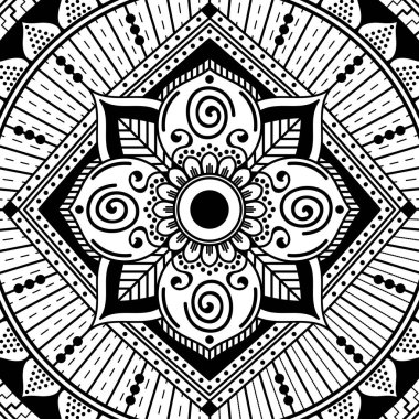 Mandala dekoratif yuvarlak süs. Tebrik kartı, telefon kılıfı baskı, vb için kullanılabilir. Elle çizilmiş arka plan, vektör beyaz izole. Eps 10 