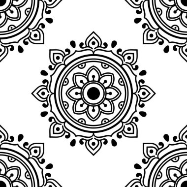 Mandala dekoratif yuvarlak süs. Tebrik kartı, telefon kılıfı baskı, vb için kullanılabilir. Elle çizilmiş arka plan, vektör beyaz izole. Eps 10 